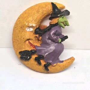 Moon Witch Vintage Halloween Gothic Punk Brooch Pin Handmade